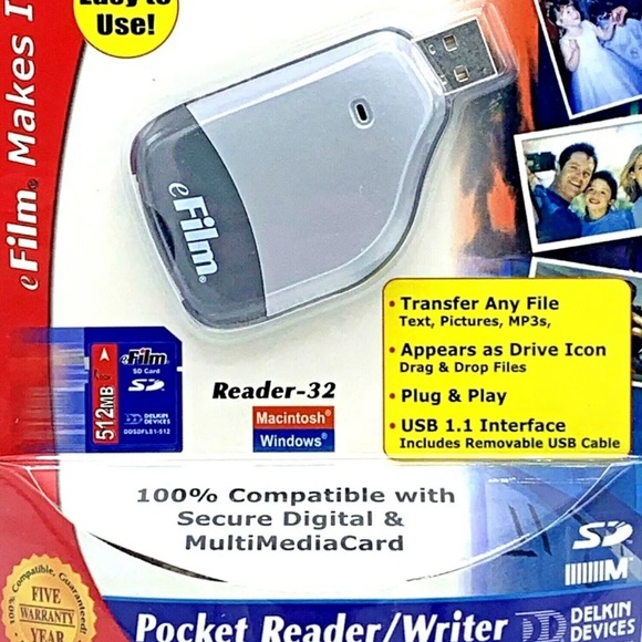 Delkin Devices eFilm Pocket Reader Writer for Secure Digital Memory Stick NEW - Picture 7 of 8